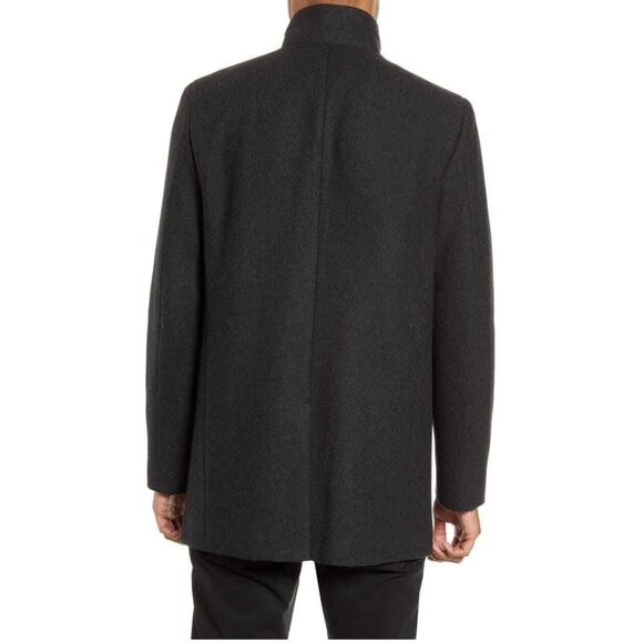 Theory Renew Regular Fit Wool Blend Overcoat XXL Charcoal Melange | Men’s Winter - Picture 4 of 7